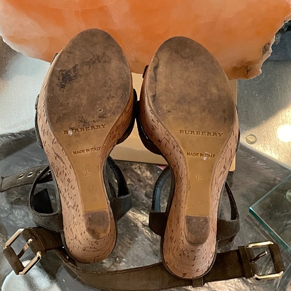 Authentic Burberry Stour Suede Cork Wedge Sandals - Picture 3 of 3